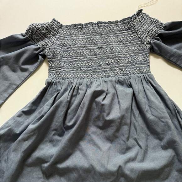 J. Gee Blue  Off Shoulder Dress with White Embroidery Petite Large - Picture 7 of 9